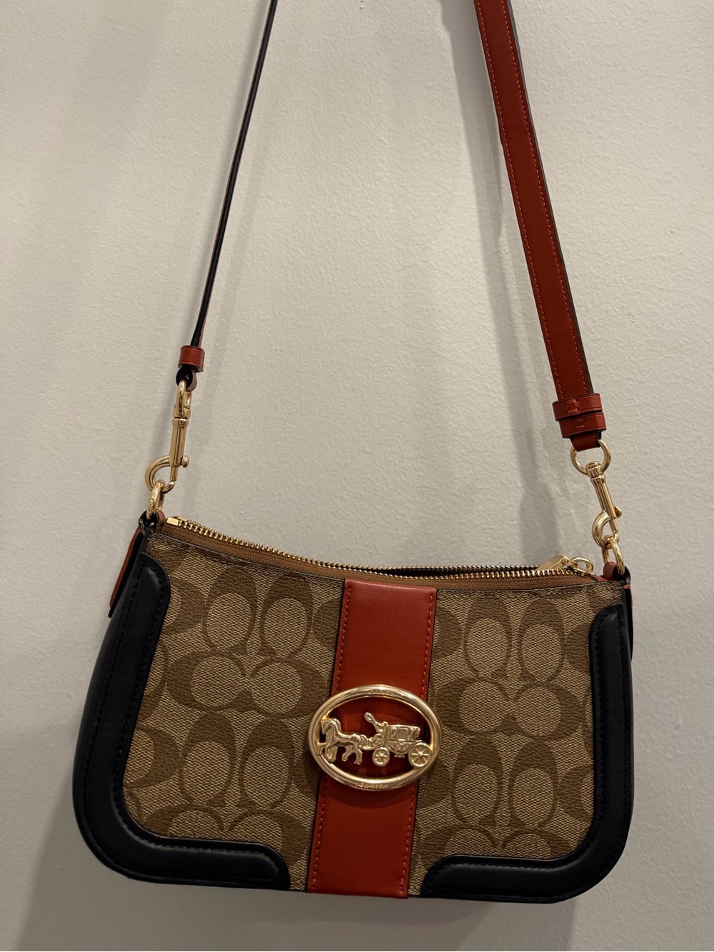 Authentic Coach Crossbody, orange strap